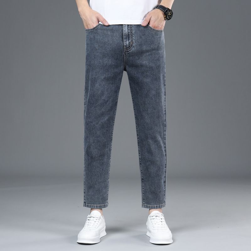 直筒裤男2025新款宽松牛仔九分裤青年弹力修身个性直筒牛仔裤男裤