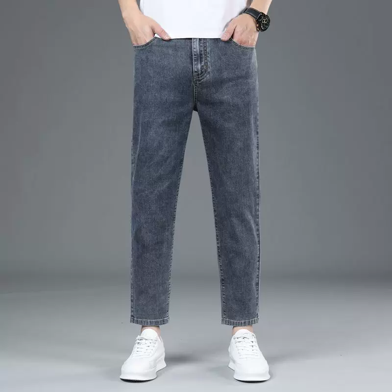 直筒裤男2025新款宽松牛仔九分裤青年弹力修身个性直筒牛仔裤男裤