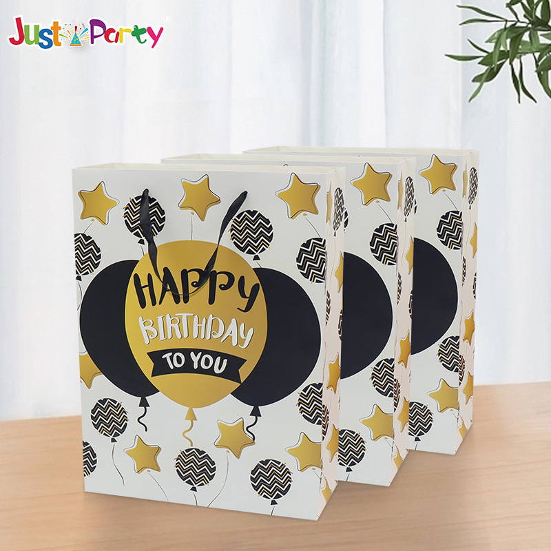 批发聚会节日派对手提袋生日礼物纸袋烫金白卡礼品袋印logo