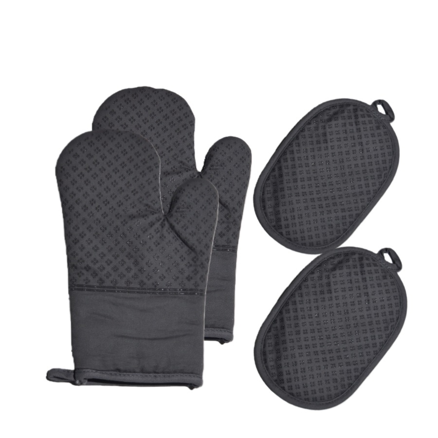 Guantes de aislamiento térmico de silicona de algodón grueso y alargado antideslizante resistente a altas temperaturas guantes de horno de horneado resistente a quemar manos
