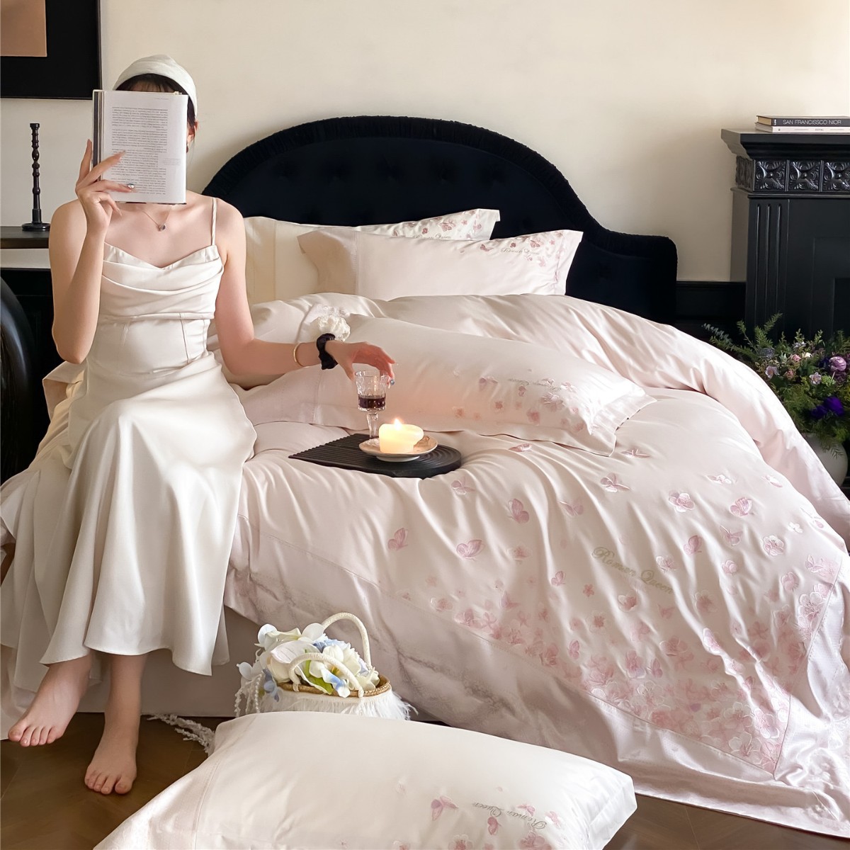 Light Luxury Modern Style Butterfly Spring Jacquard Embroider Super Soft Bedding Bedding Pure Cotton Long-Staple Cotton Four-Piece Home Textile Set