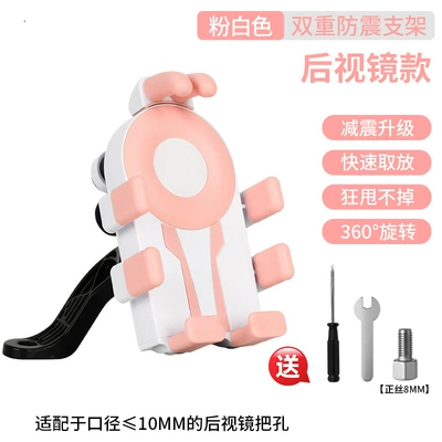 for Electric Vehicles, with Fixed Battery Motorcycle frame - pink-and-white-mirror-base
