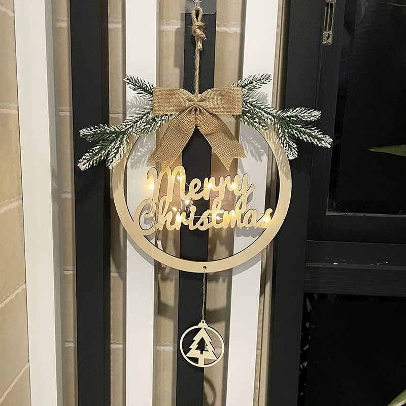 Christmas decorative supplies Christmas Flower Ring Wreath Home Door Hanging Poilling Small Crane Bringing Lantern Christmas Flower Ring