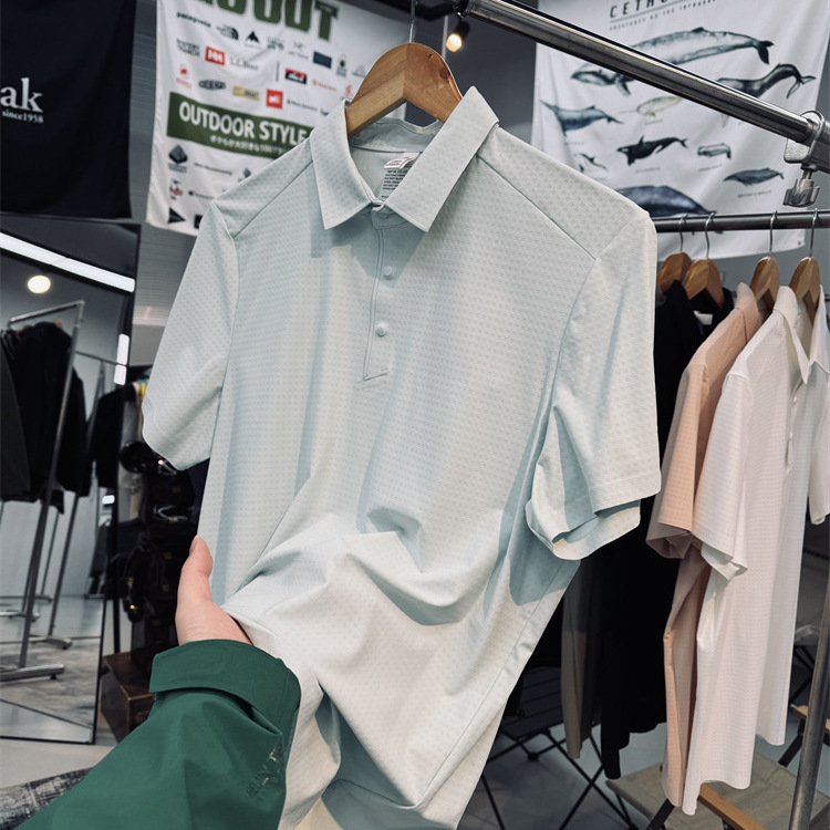 Flat Replacement! Ice-Skin Technology Cool Texture Functional Anti-Uv Seamless Laminated Men's Outdoor Quick-Drying Short-Sleeved Polo Shirt