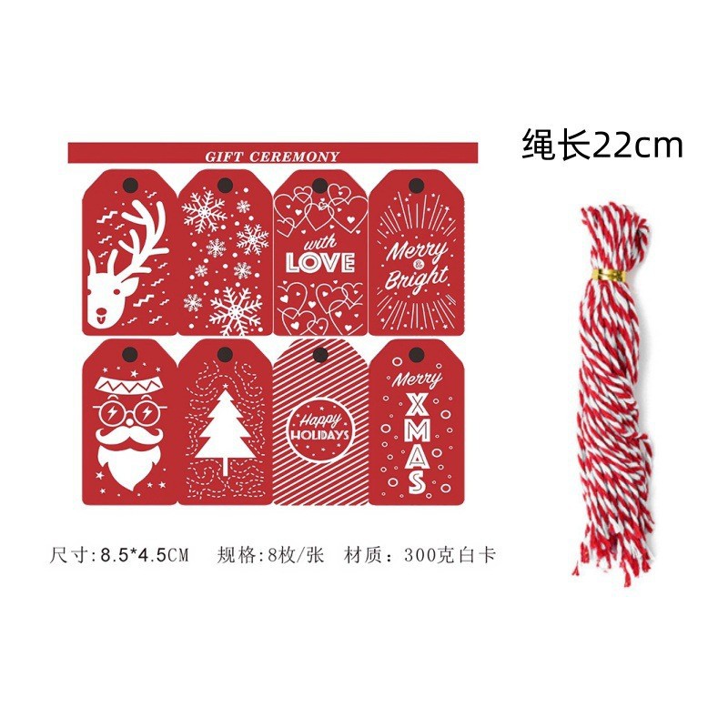 Bolsa de regalo de Navidad decoración colgante bolsas de papel de embalaje de Navidad tarjetas de regalos de vacaciones firma etiqueta de ropa lista image 9