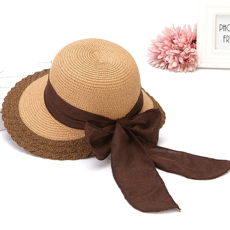 Dames strooien hoed met brede rand voor strand en zomerstijl_voghion.com