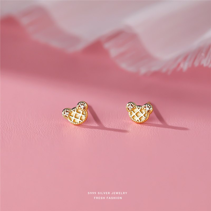 Bärchen Ohrstecker Aus S999 Silber Für Empfindliche Ohrlöcher_voghion.com