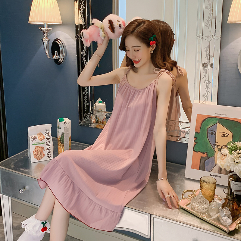 Pijama de mangas largas para mujeres sobre las rodillas pijama de viento primavera y otoño de hadas corte muñeca cuello princesa viento conjunto de verano