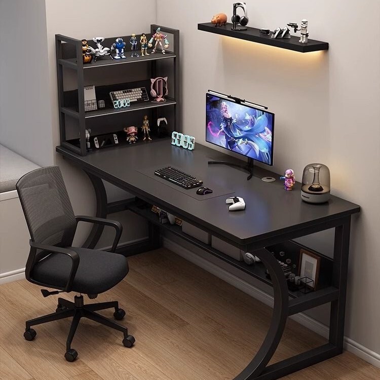 Computer desk desktop home gaming desk with storage rack, simple modern office desk, bedroom student writing desk