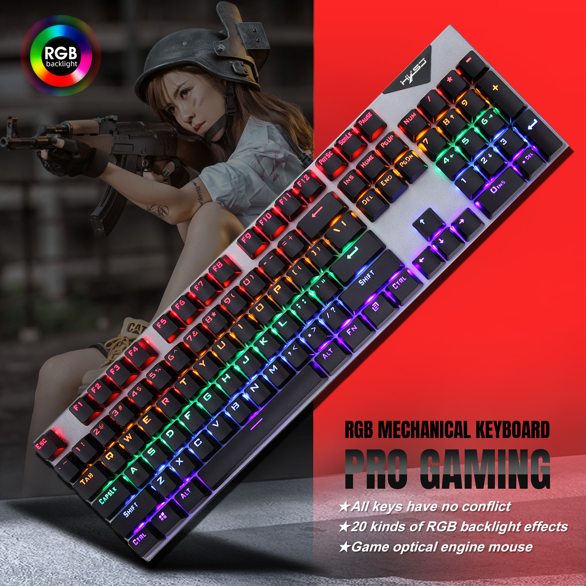 New 104 RGB illuminated mechanical keyboard colorful set seven key gaming mouse logo 5500dpi_voghion.com