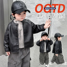 男童皮夹克2025儿童秋季新款擦色皮衣外套男女宝宝森系夹克机车服