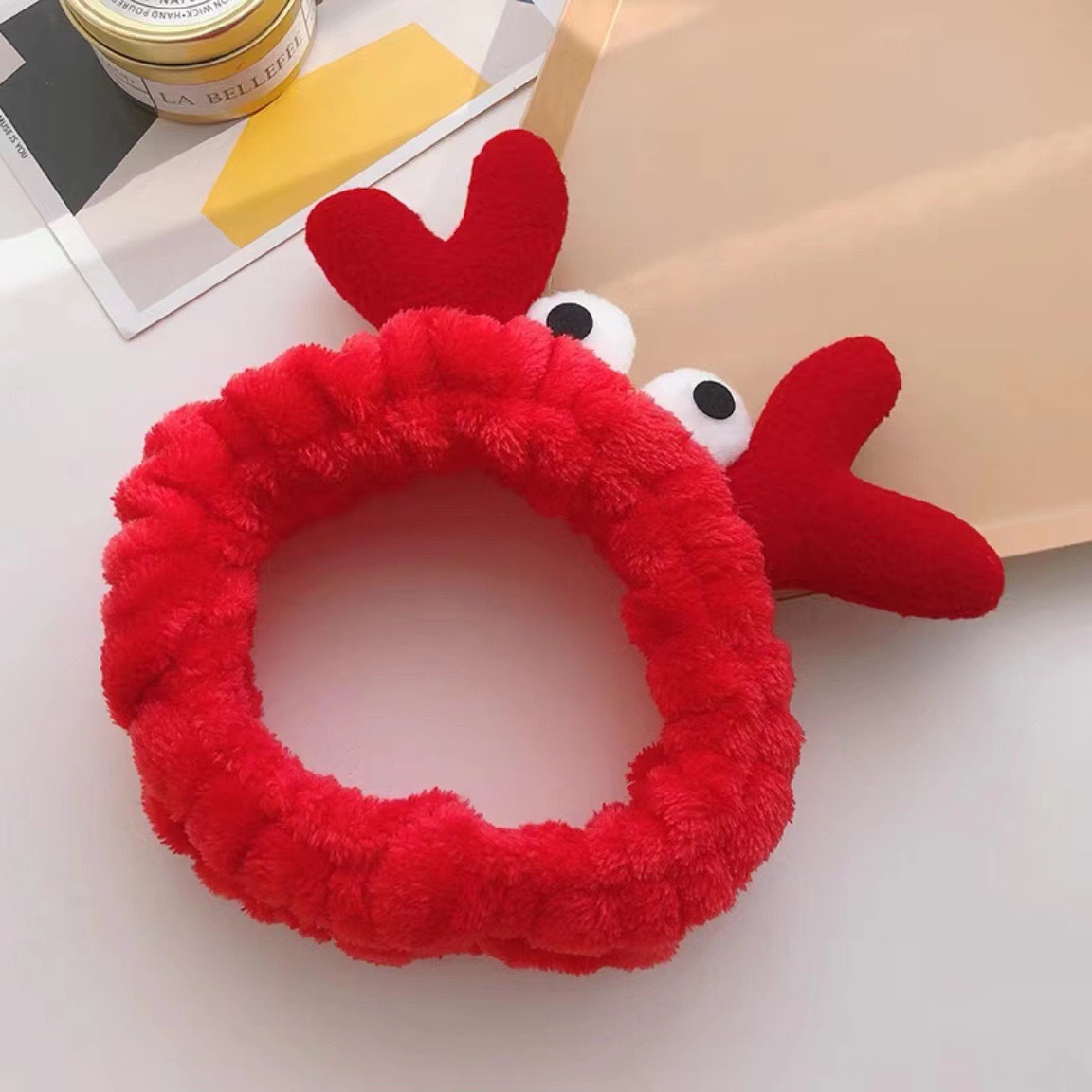 Caricatura verde rana correa de cabello mujer nuevo lindo gran ojo correa de cabello lavar la cara correa de cabello máscara de Navidad tocado