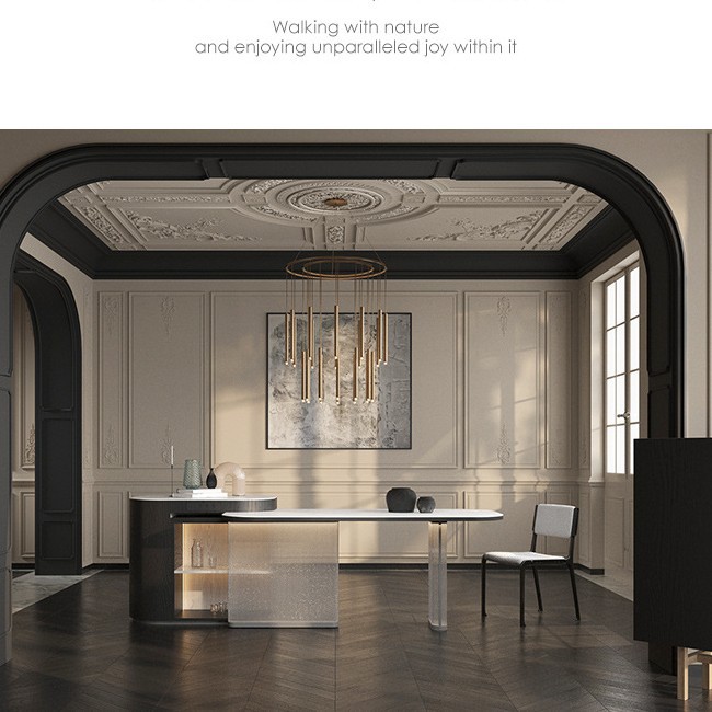 Mesa de estilo único de la isla de comidas Mesa de guía grande retráctil más mesa de comedor Hogar Restaurante francés medieval suspensión de alta gama caída