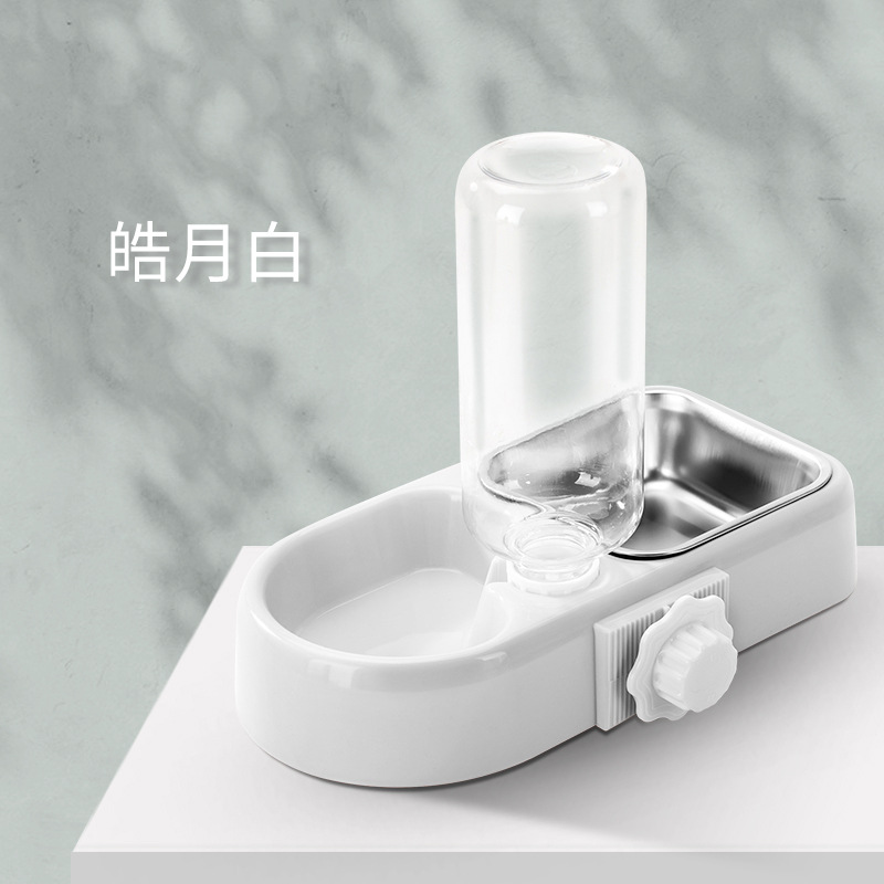 Dispensador automático de agua potable para mascotas jaula colgante doble tazón perro Acero inoxidable Jaula colgante tazón de comida tazón de agua para gatos dispensador de agua potable tazón de doble propósito