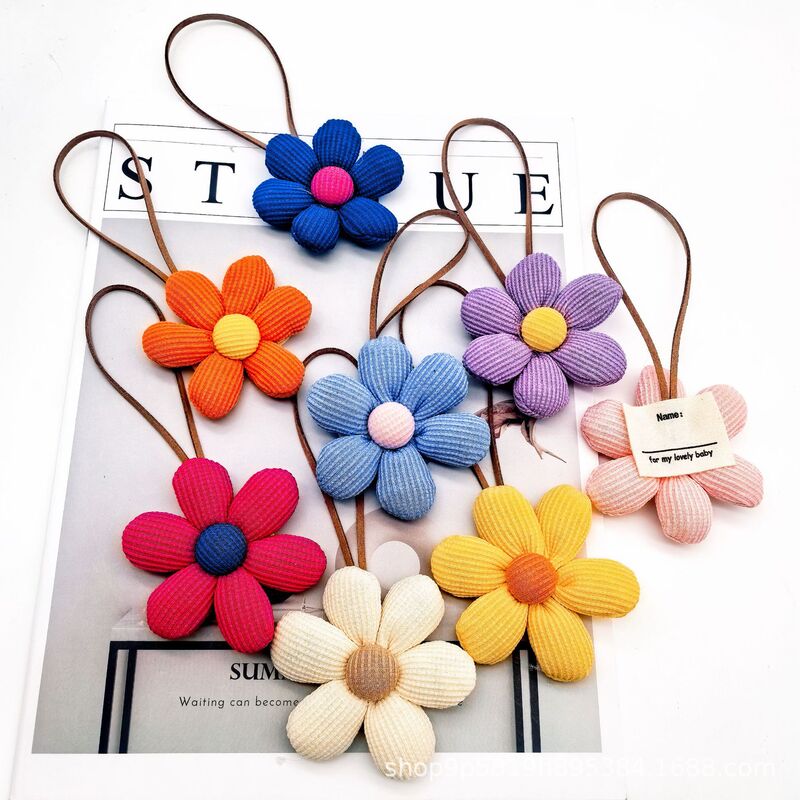 Name Tag Luggage Sticker with Cotton-Filled 3D Colorful Six-Petal Flower Pendant, Bag Pendant Decoration, Creative Gift