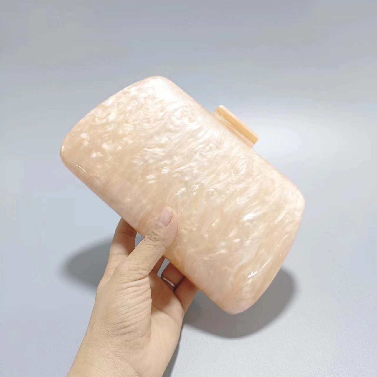 Elegante pochette da sera in acrilico – Borsa a tracolla versatile con catena staccabile per matrimoni e feste (albicocca)_voghion.com