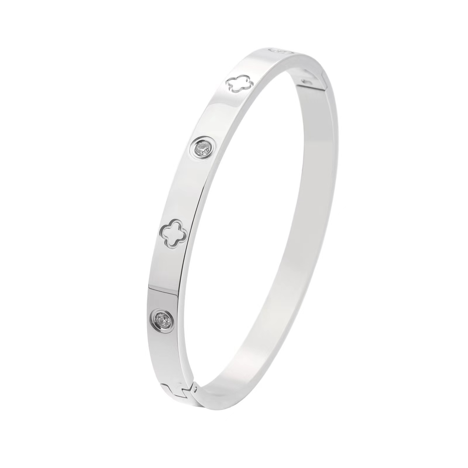 다이아몬드 실버 4 잎 클로버 팔찌