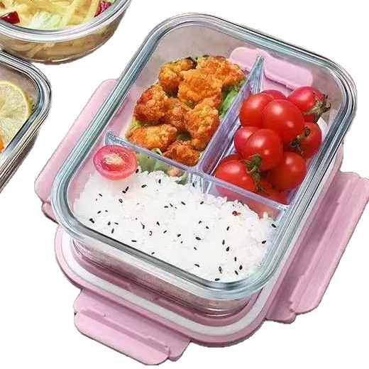 Caja de almuerzo de alto silicio de silicio que se puede calentar en microondas, tazón de vidrio, caja de almuerzo, caja de almuerzo para oficina, caja de preservación doméstica