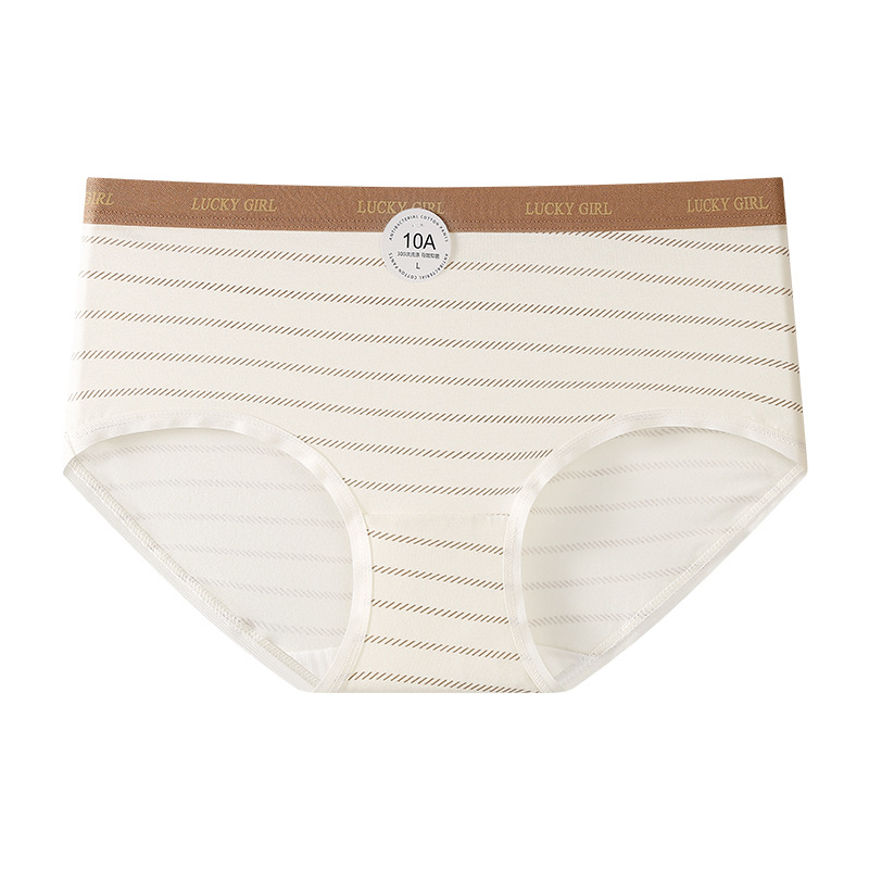 Ropa interior de mujer de moda y sencilla cintura media 10A antibacteriano transpirable algodón entrepierna inferior agradable para la piel bolsa elástica cadera ropa interior de niña image 5