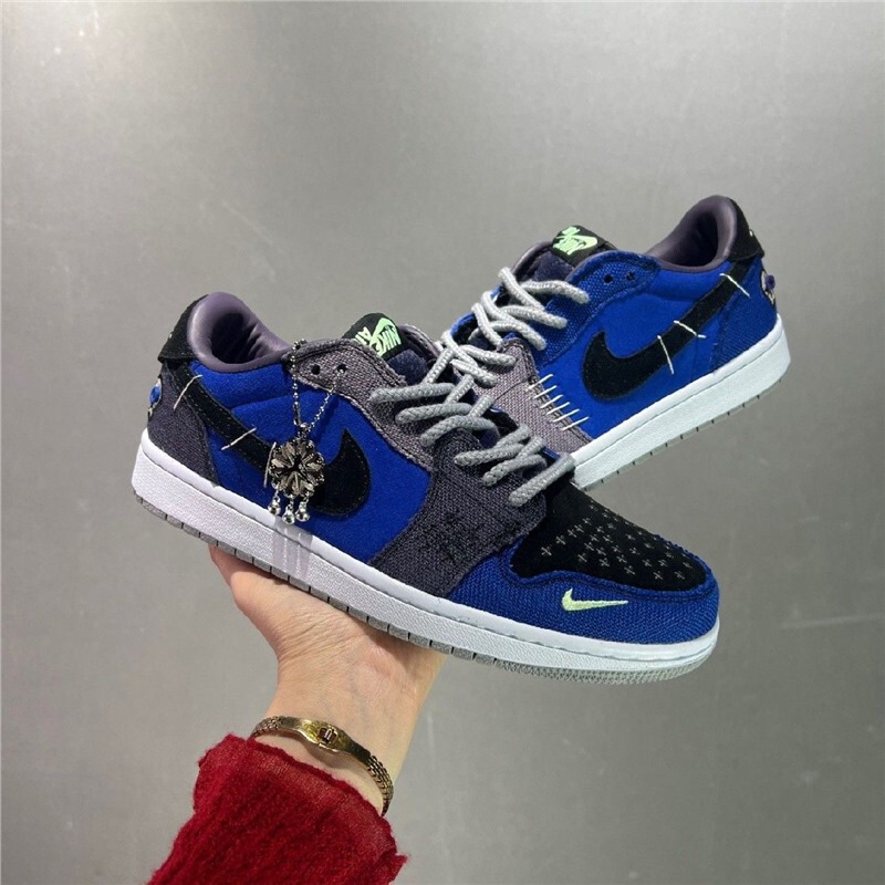 Original Aj1 Blue-Purple Zion Collaboration Doll Second Generation Versatile Low-Top Casual Sneakers for Men and Women