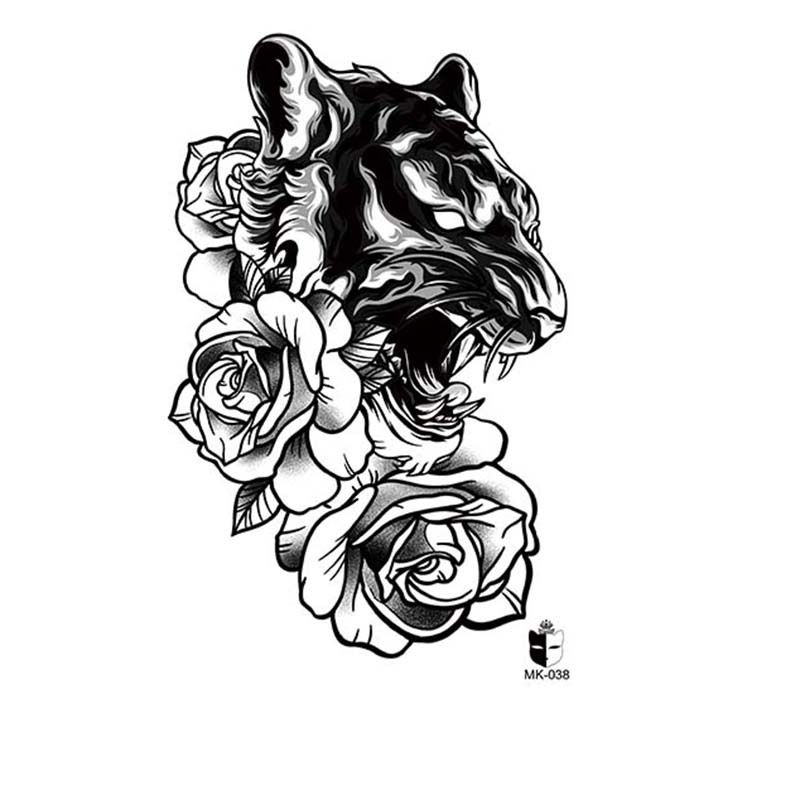Animal blanco y negro desechable pegatinas de tatuaje belleza pegatinas de tatuaje moda estética patrón de personalidad dama pegatinas de tatuaje
