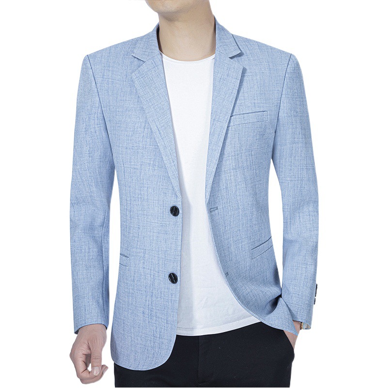 2025 primavera y otoño nuevo estilo de los hombres jóvenes y de mediana edad traje casual de negocios delgado padre de una sola pieza chaqueta de traje