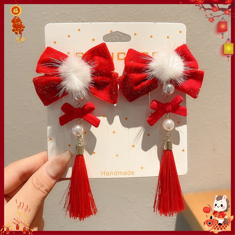 Horquilla Infantil con Borlas Chinas Hecha a Mano para Año Nuevo y Hanfu