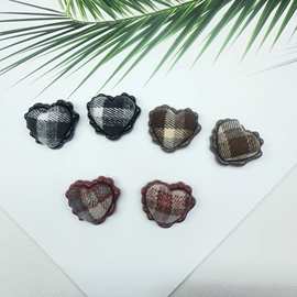 秋冬热销布艺格子纹爱心方块包扣配件 发饰发绳diy鞋饰衣帽批发件