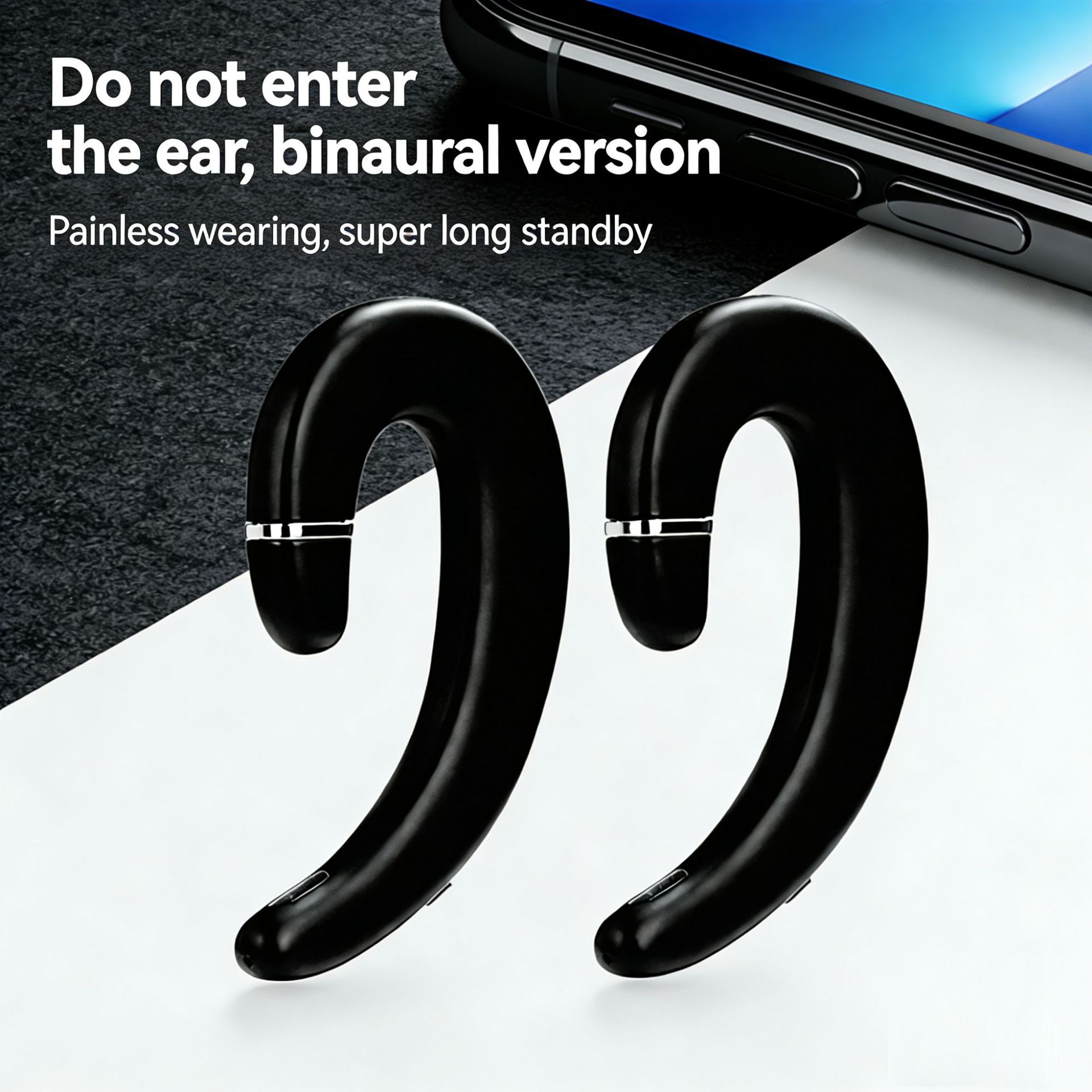 Cross-Border Hot-Selling New Upgraded Dual-Ear Hook-On Air Conduction Bluetooth Earphones with Ultra-Long Standby Time and Non-In-Ear Design