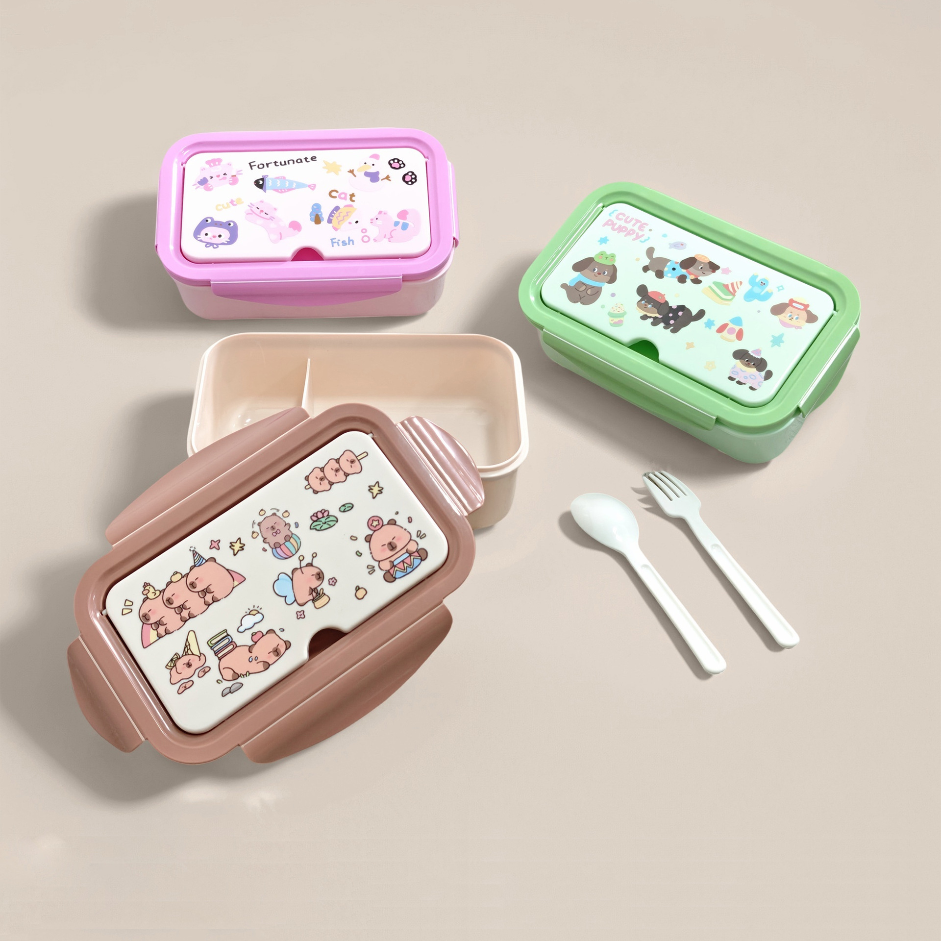 Hot sale comedor kettle set lindo estudiante con gran capacidad de división de plástico PP caja de conveniencia portátil taza de agua