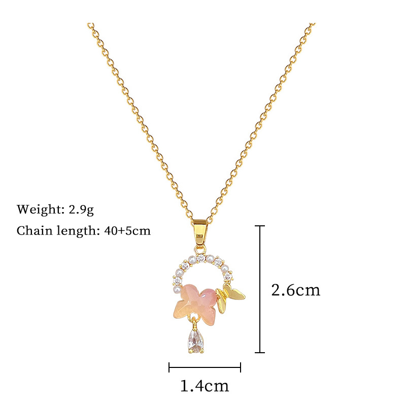 Perlen-Schmetterlings-Halskette mit Diamanten, elegant und stilvoll, vielseitige Schlüsselbeinkette aus Titanstahl für Damen_voghion.com