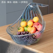 创意多功能沥水篮水果盆厨房沥水篮家用洗菜透明挂式淘米神器批发