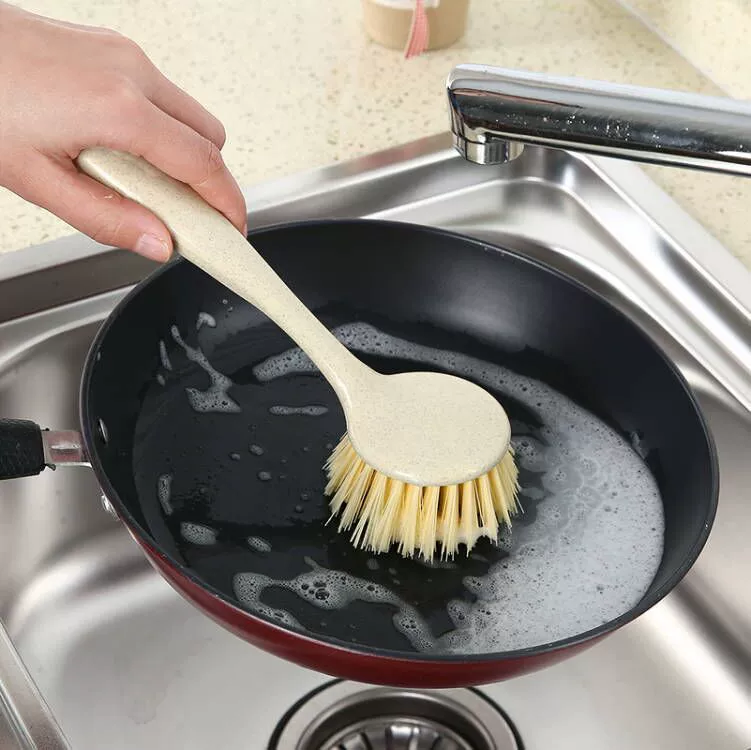 Wheat straw, dishwashing pot, wash the kitchen cleaning dishwashing pot brush can be hanging long -handle stove cleaning brush