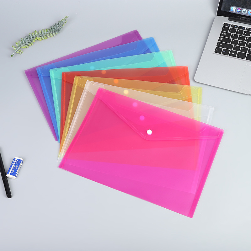 PP bolsa de archivos de hebilla gruesa transparente A4 papel de prueba de estudiantes almacenamiento bolsa de archivos de publicidad impermeable de gran capacidad