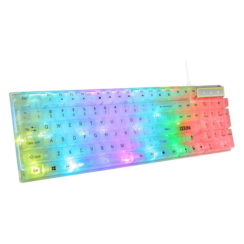 Клавиатура DouNi KB101 с семицветной RGB-подсветкой и механическим ощущением, прозрачная, для ноутбуков и игр, оптовая продажа для трансграничной торговли.