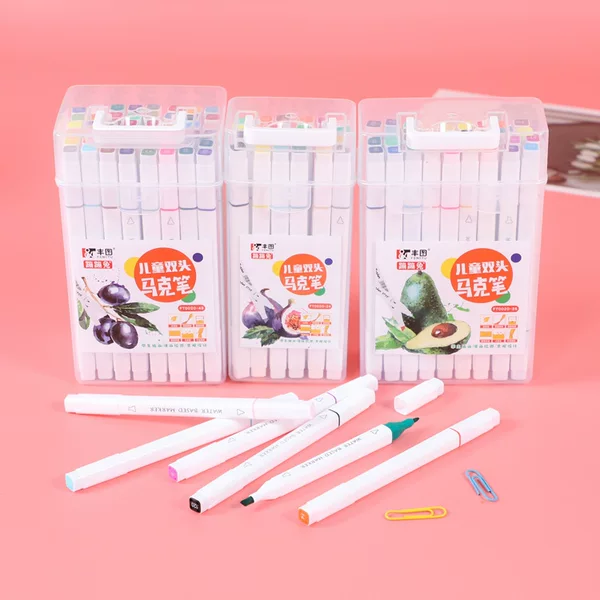 Cartoon multi-color children's double-head water-based marker pen student learning painting graffiti color pen Art mark set