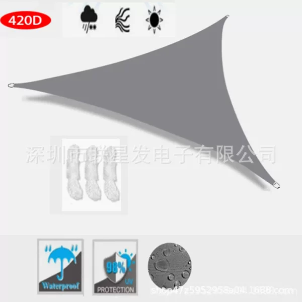 Cross-border outdoor triangular rainproof sunshade sail for balcony and yard, sun-resistant and waterproof canopy fabric
