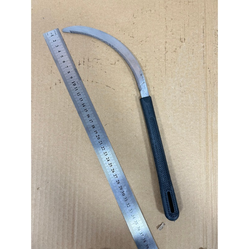 批发不锈钢锯齿镰刀割草刀农用除草刀黑色胶柄禾刀韭菜刀割草工具