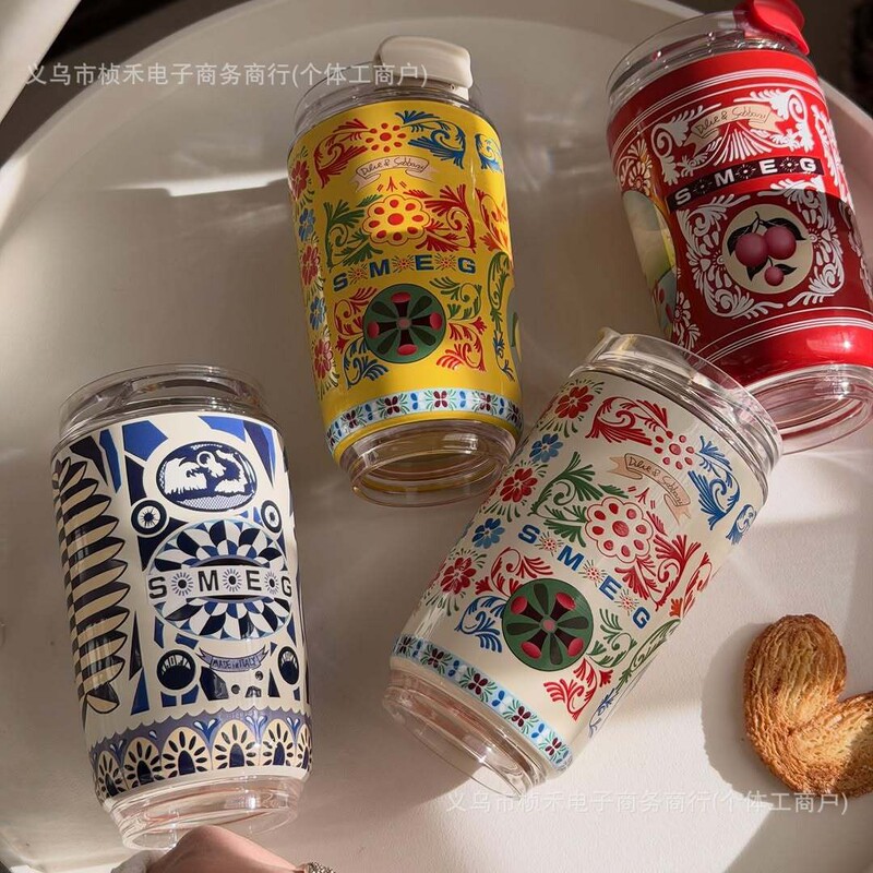 Smeg Co-Branded Limited Edition Sicilian Style Thermos Cup 304 Stainless Steel Portable Travel Cup Ins-Style Souvenir
