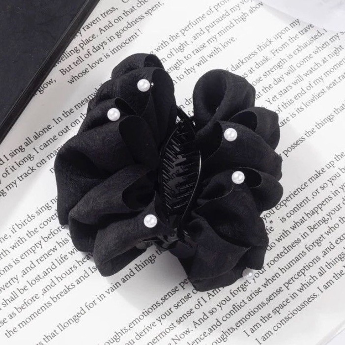 新款雲朵泡泡丸子抓夾女2025高級感盤發大號珍珠鯊魚夾子頭飾髮夾