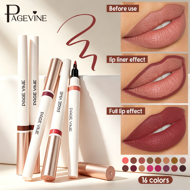 Lípido labial de maquillaje transfronterizo 2 - en - 1 lipstick impermeable y duradero, lipstick líquido de lipstick