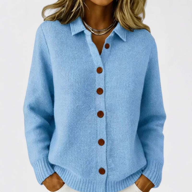 2025 European and American Cross-Border Button-Down Knitted Lapel Sweater Cardigan Jacket Autumn and Winter New Solid Color Casual Fashion Women's Clothing 2025 European and American Cross-Border Button-Down Knitted Lapel Sweater Cardigan Jacket Autumn and Winter New Solid Color Casual Fashion Women's Clothing