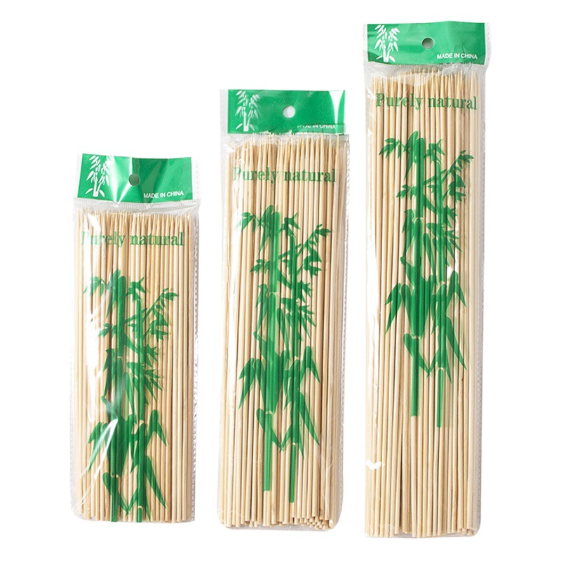 Brochetas desechables de bambú para barbacoa, brochetas para salchichas, brochetas para kebabs, brochetas para cordero, brochetas para pollo en olla caliente, brochetas para frutas, brochetas fritas, brochetas de frutas confitadas.