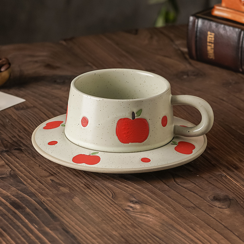 Ins taza de café elegante plato conjunto de taza de cerámica rugosa retró marca taza de latte taza de cerámica de alto valor facial