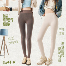 2025新款高腰棉竖条打底裤女提臀外穿连裤袜精梳棉加绒加厚秋冬