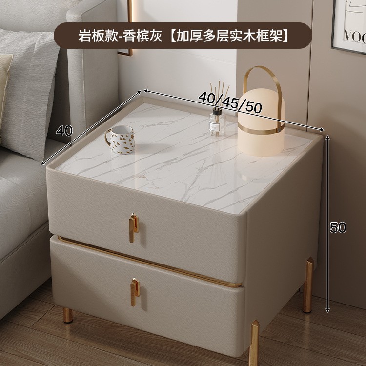 Mesita de noche minimalista moderna 2024 nuevo estilo lujo ligero sensación de alta gama dormitorio madera maciza pequeño gabinete de almacenamiento de cabecera inteligente