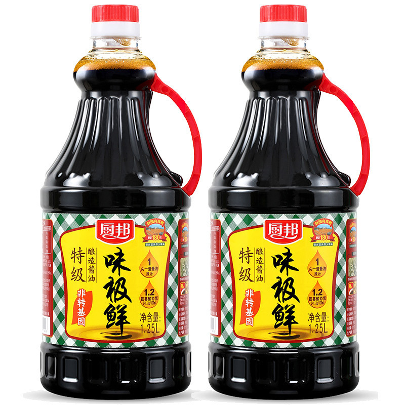 厨邦味鲜酱油1.9L鲜味生抽美味鲜酱油红烧小瓶家用酱油批发代发