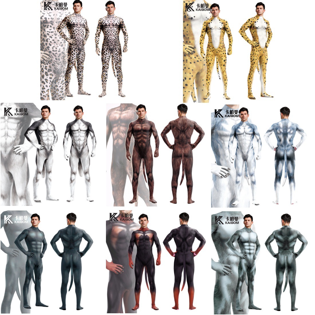 New Foreign Trade Animal Snake Print Series Cosplay Stage Performance Outfit Printed One-Piece Bodysuit for Men and Women