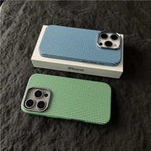 适用iPhone17格纹磁吸手机壳水贴PC苹果16promax金属镜头框保护套