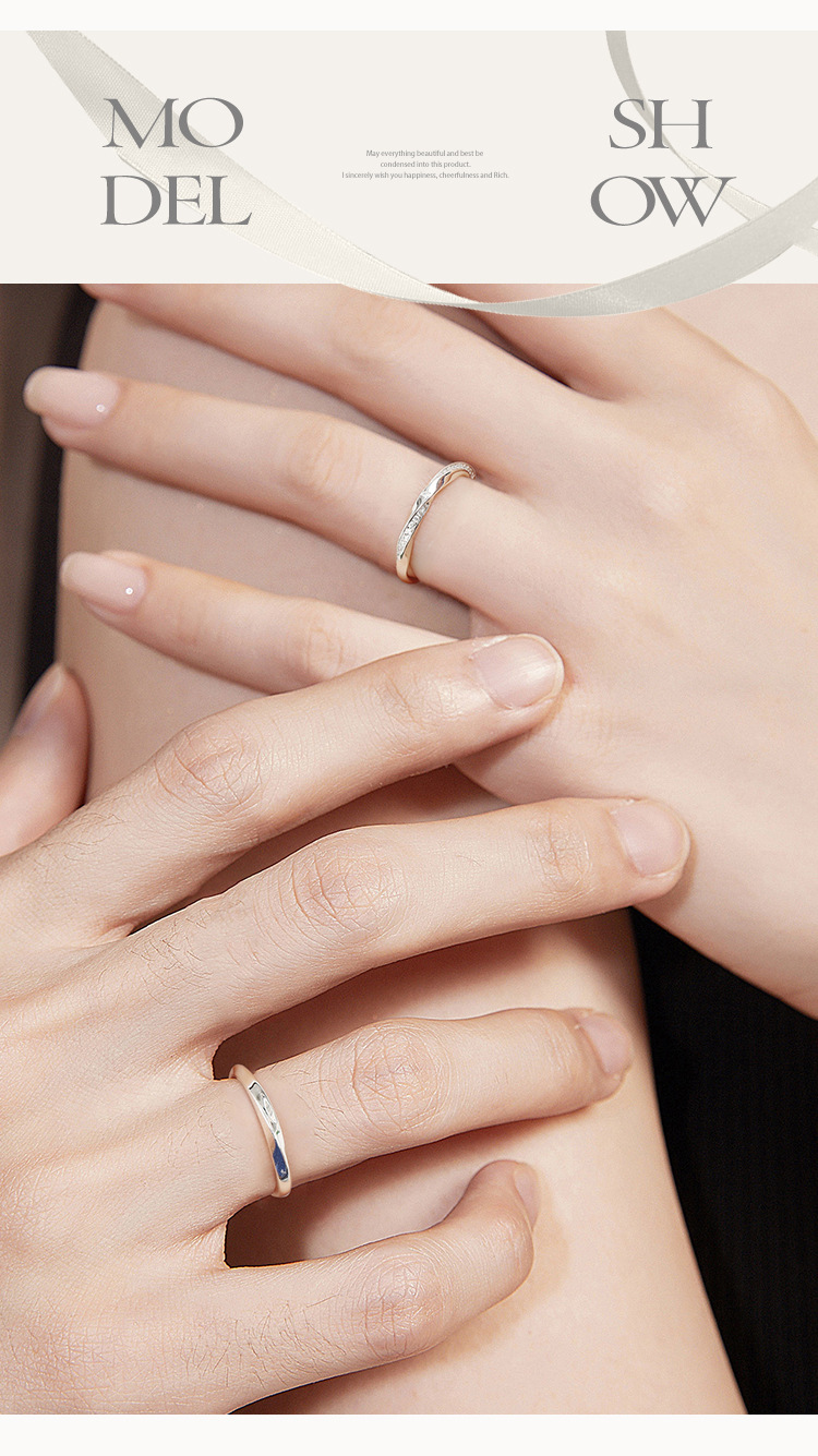 Fashion Solid Color Copper Plating Inlay Artificial Diamond Rings 1 Piece